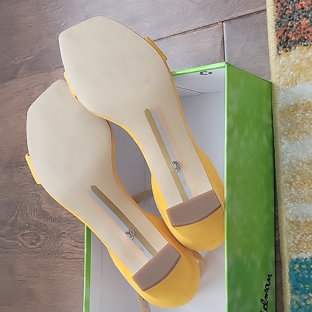 Sam Edelman Holmes Amber Yellow Kid Suede Sandals 8M - Picture 4 of 6